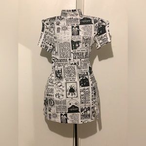 Newspaper Short Dress w/ Side Slit